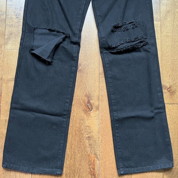 S.O.N.G. Women's 90s Boyfriend Low Rise Distressed Black Demin Jean, Size 5/27 - Picture 5 of 12